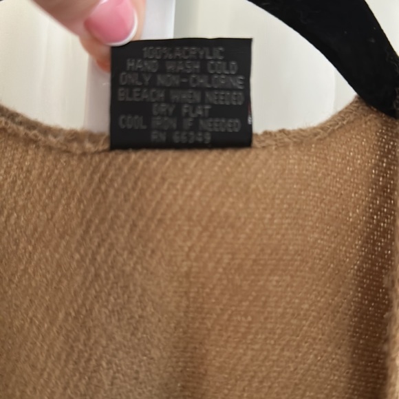 Plaid Poncho Fringe Pullover Shawl Open Arm Plus Size One Size - Picture 4 of 5